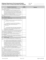 DEQ Form 205-002 Large Quantity Generator Inspection Report - Oklahoma, Page 3