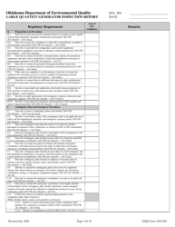 DEQ Form 205-002 Large Quantity Generator Inspection Report - Oklahoma, Page 4