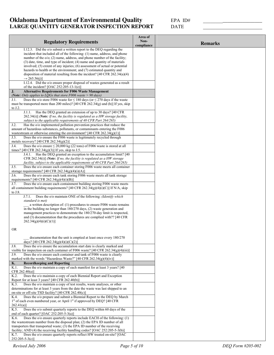 DEQ Form 205002 Fill Out, Sign Online and Download Printable PDF