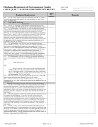 DEQ Form 205-002 Large Quantity Generator Inspection Report - Oklahoma, Page 6