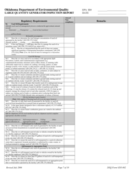DEQ Form 205-002 Large Quantity Generator Inspection Report - Oklahoma, Page 7