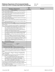 DEQ Form 205-002 Large Quantity Generator Inspection Report - Oklahoma, Page 8