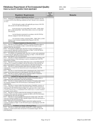 DEQ Form 205-006 Tsd Facility Inspection Report - Oklahoma, Page 10