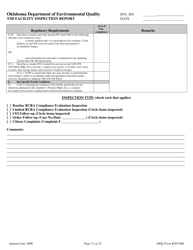 DEQ Form 205-006 Tsd Facility Inspection Report - Oklahoma, Page 11