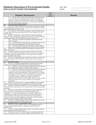 DEQ Form 205-006 Tsd Facility Inspection Report - Oklahoma, Page 2