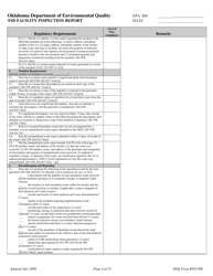 DEQ Form 205-006 Tsd Facility Inspection Report - Oklahoma, Page 4