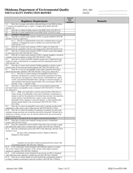 DEQ Form 205-006 Tsd Facility Inspection Report - Oklahoma, Page 5