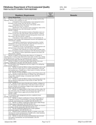 DEQ Form 205-006 Tsd Facility Inspection Report - Oklahoma, Page 6