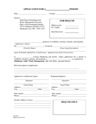 DEQ Form 515-010 &quot;Solid Waste Permit Application&quot; - Oklahoma