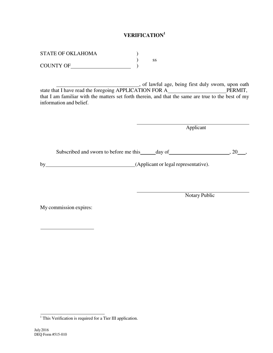 DEQ Form 515-010 Solid Waste Permit Application - Oklahoma, Page 2