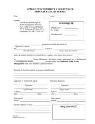DEQ Form 515-020 &quot;Solid Waste Permit Modification Application&quot; - Oklahoma
