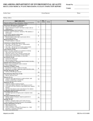 DEQ Form 515-840M Regulated Medical Waste Processing Facility Inspection Report - Oklahoma