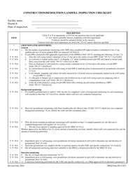 DEQ Form 515-853 Construction/Demolition Landfill Inspection Checklist - Oklahoma