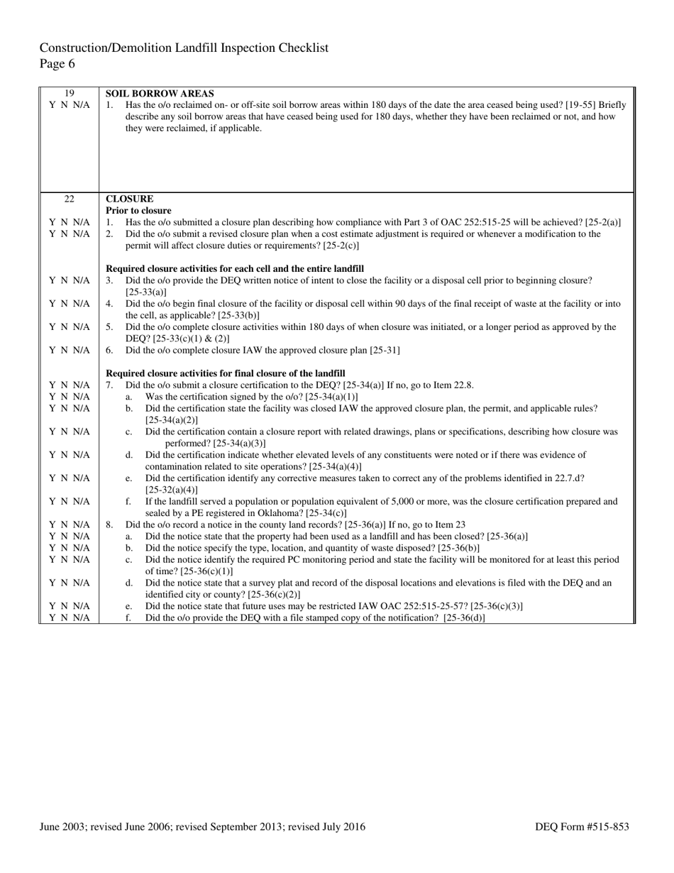 DEQ Form 515-853 - Fill Out, Sign Online and Download Printable PDF ...