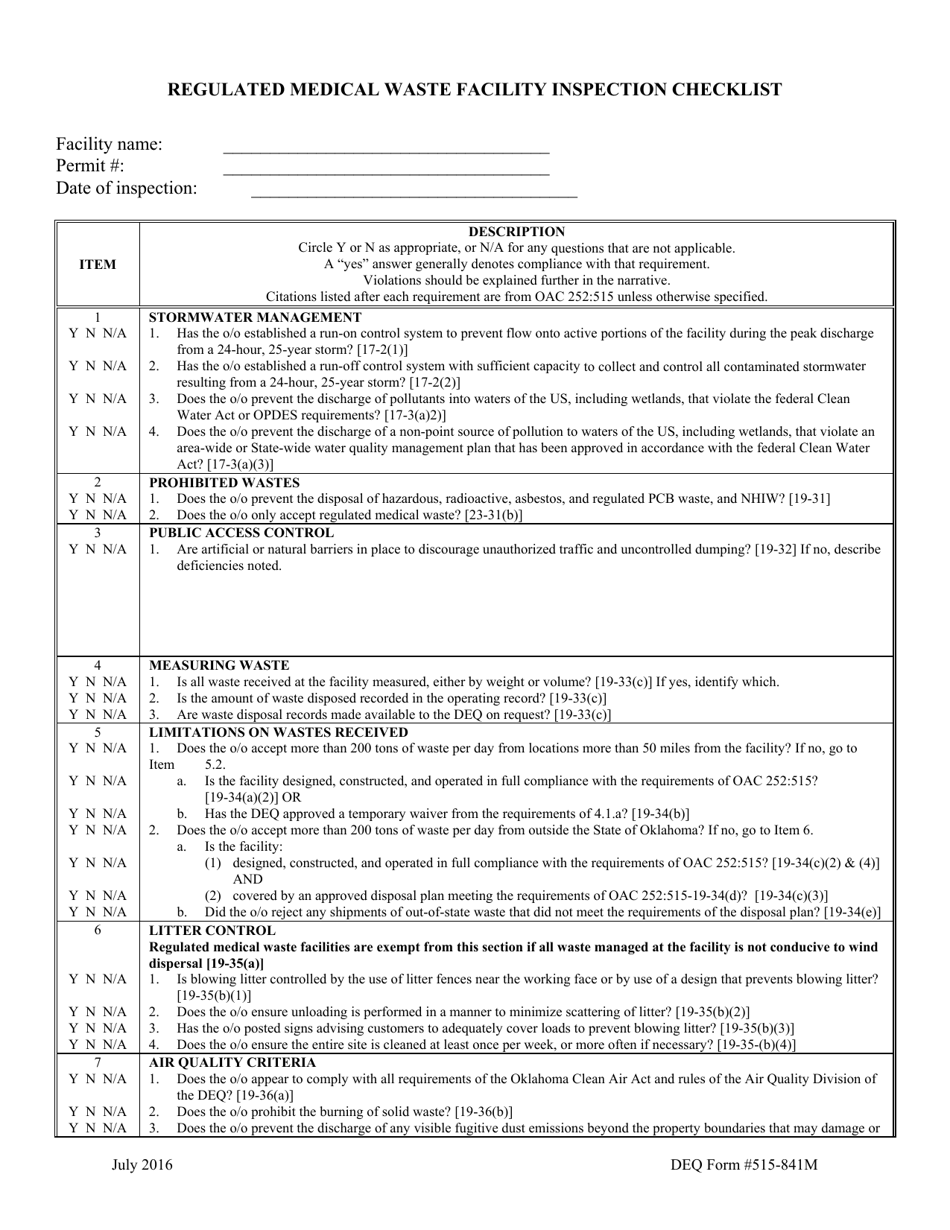 DEQ Form 515841M Fill Out, Sign Online and Download Printable PDF