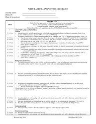 DEQ Form 515-854 Nhiw Landfill Inspection Checklist - Oklahoma