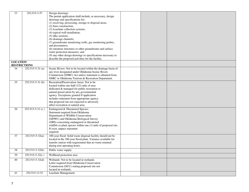 DEQ Form 515-101 Transfer Station  Processing Facilities Checklist - Oklahoma, Page 7