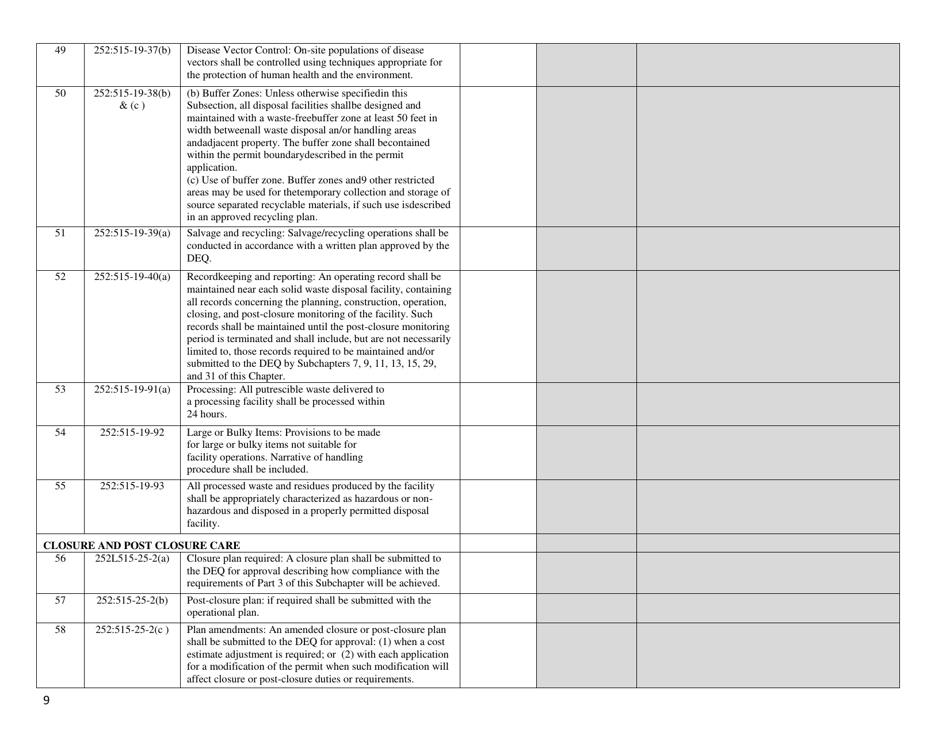 DEQ Form 515-101 Transfer Station  Processing Facilities Checklist - Oklahoma, Page 9