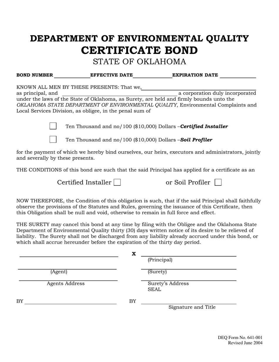 DEQ Form 641001 Fill Out, Sign Online and Download Printable PDF