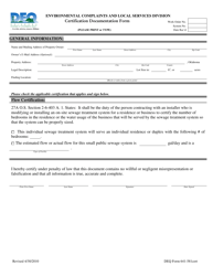 Document preview: DEQ Form 641-581CERT Certification Documentation Form - Oklahoma