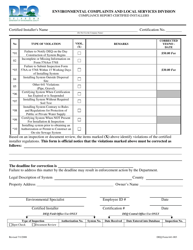 DEQ Form 641-003 Compliance Report-Certified Installers - Oklahoma