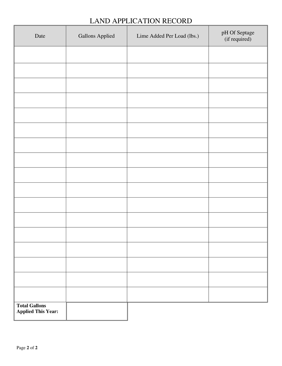 Land Application Record Form - Oklahoma, Page 2