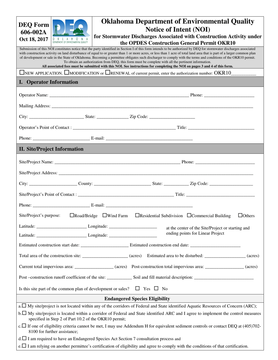 DEQ Form 606-002A - Fill Out, Sign Online and Download Fillable PDF ...