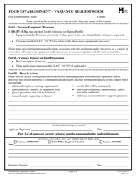 ODH Form 356 Food Establishment Variance Request Form - Oklahoma, Page 2