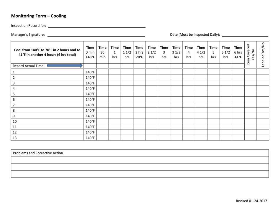 Monitoring Form - Cooling - Oklahoma, Page 1