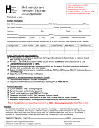 Document preview: EMS Instructor and Instructor Educator Initial Application Form - Oklahoma