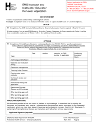 EMS Instructor and Instructor Educator Renewal Application Form - Oklahoma, Page 2