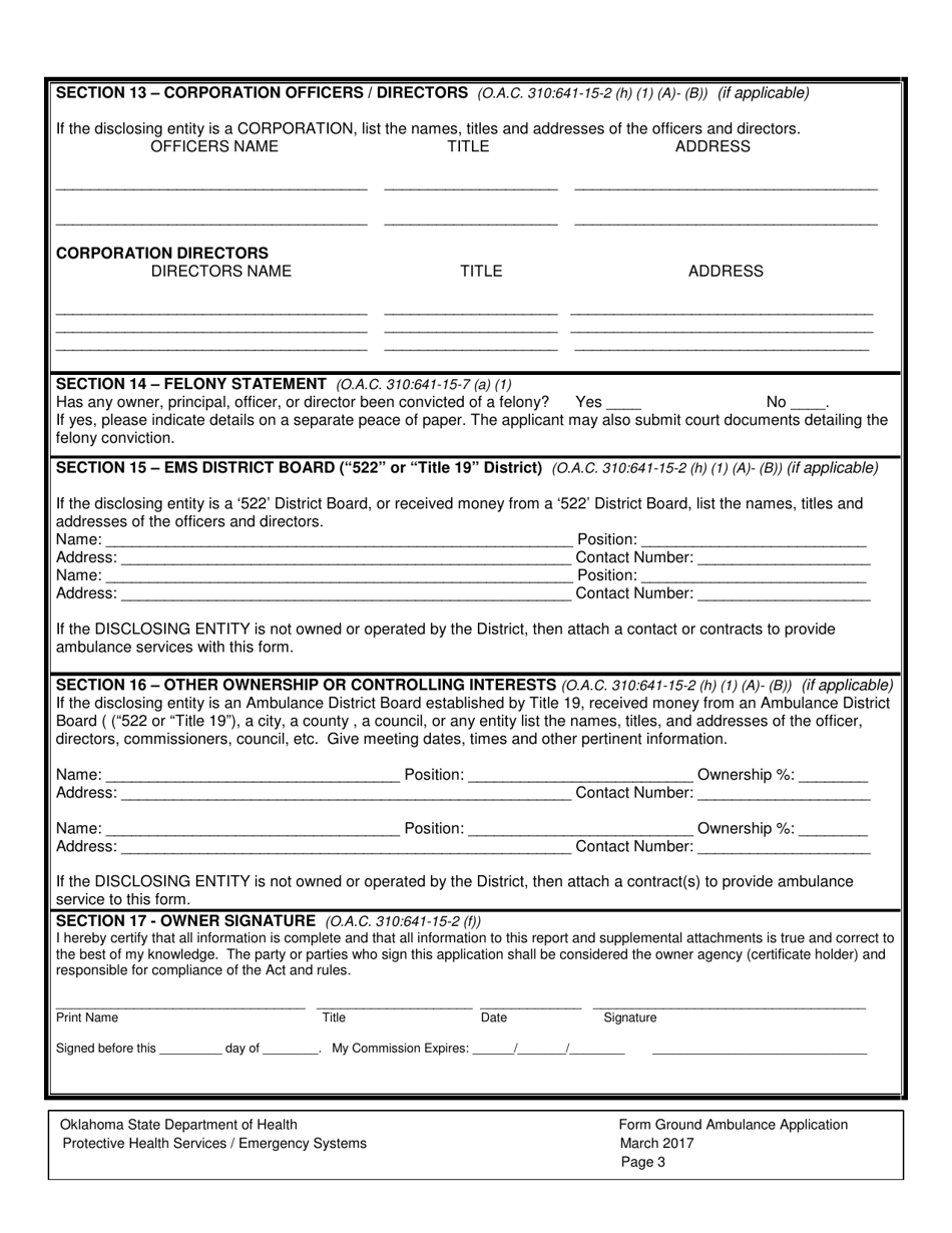 Instructions for the Completion of Oklahomas Pre-hospital Emergency Medical Response Agency Initial Application Forms - Oklahoma, Page 10