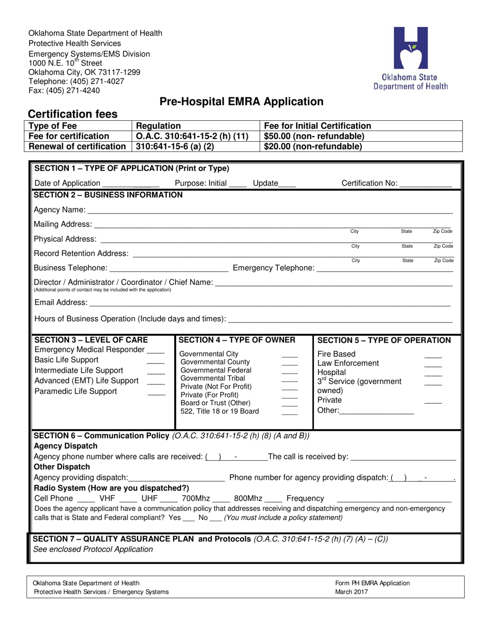 Instructions for the Completion of Oklahomas Pre-hospital Emergency Medical Response Agency Initial Application Forms - Oklahoma, Page 8