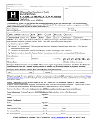 Document preview: Course Authorization Number Application Form - EMS Training - Oklahoma