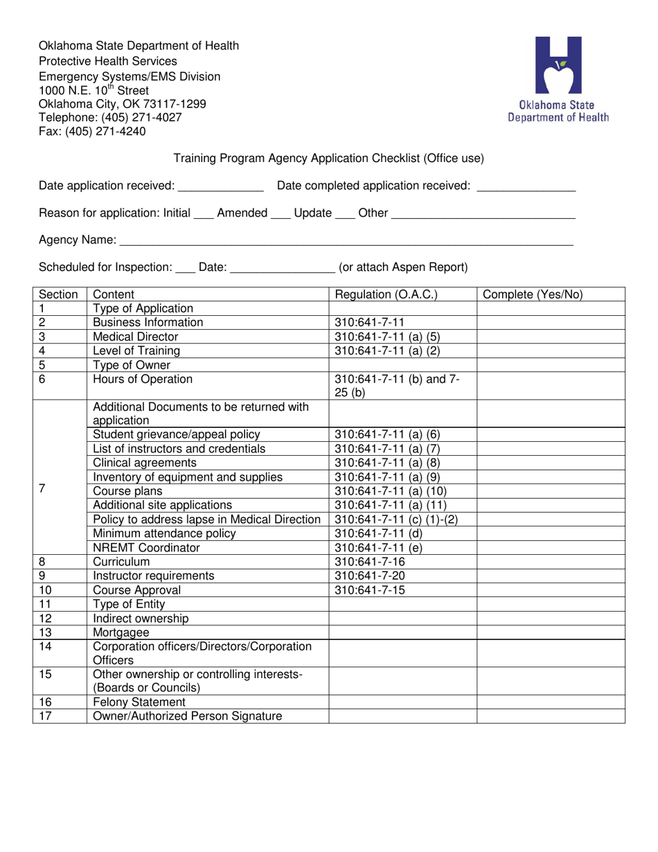 Instructions for the Completion of Oklahomas Training Program Initial Application Forms - Oklahoma, Page 4