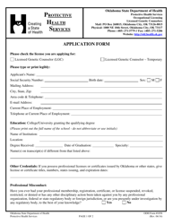 Document preview: OSDH Form 1058 Application Form - Oklahoma