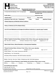 Recommended Assisted Living Resident Assessment Form - Oklahoma