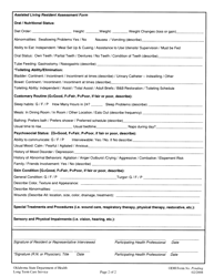 Recommended Assisted Living Resident Assessment Form - Oklahoma, Page 2