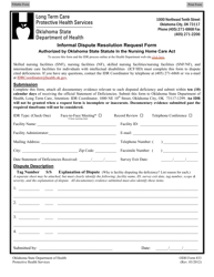 Document preview: ODH Form 833 Informal Dispute Resolution Request Form - Oklahoma