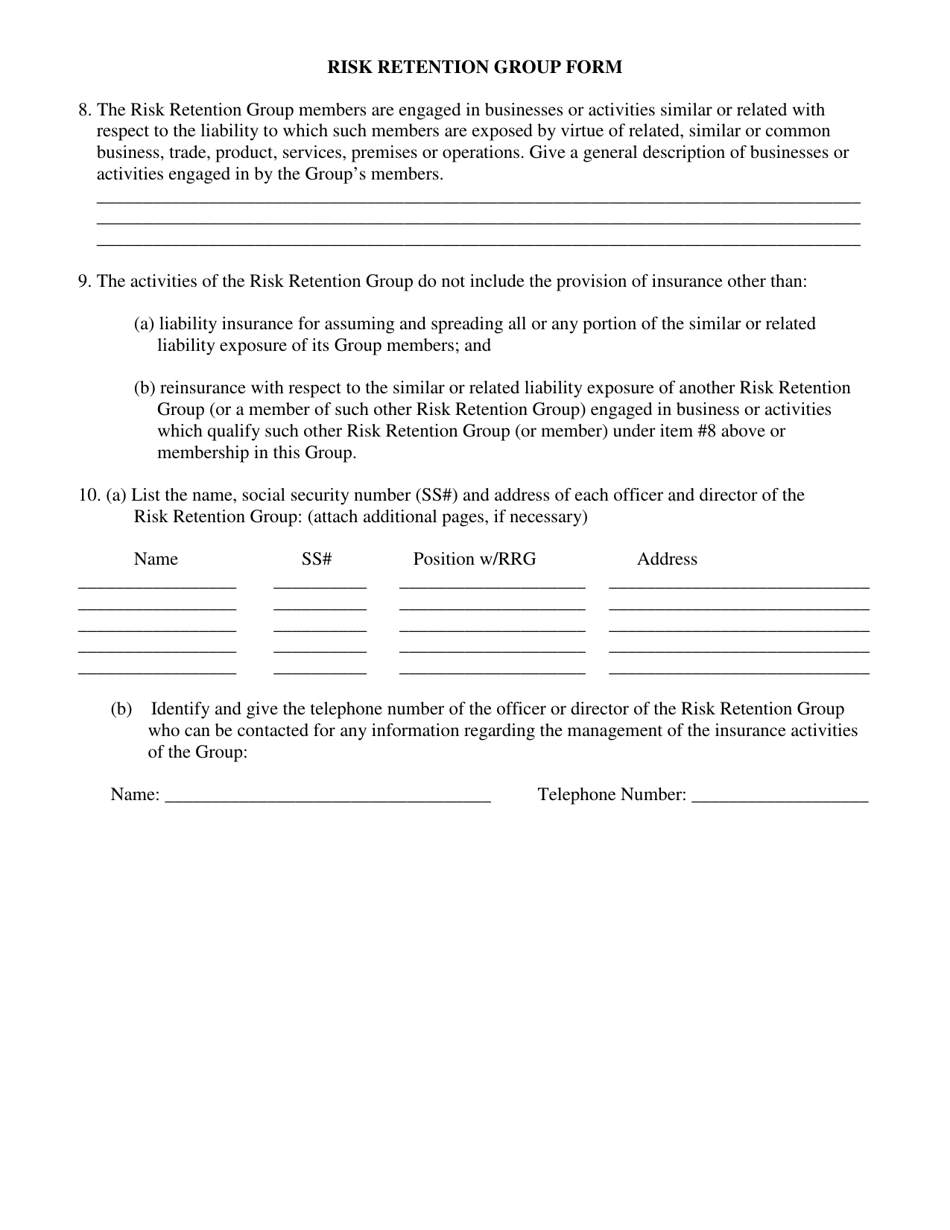 Oklahoma Risk Retention Group Form - Part a - Notice and Registration ...