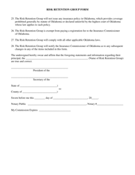 Risk Retention Group Form - Part a - Notice and Registration - Oklahoma, Page 5