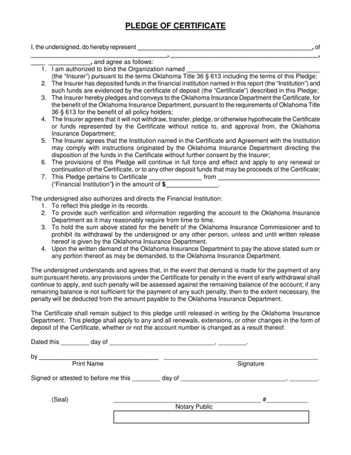 Pledge of Certificate - Oklahoma