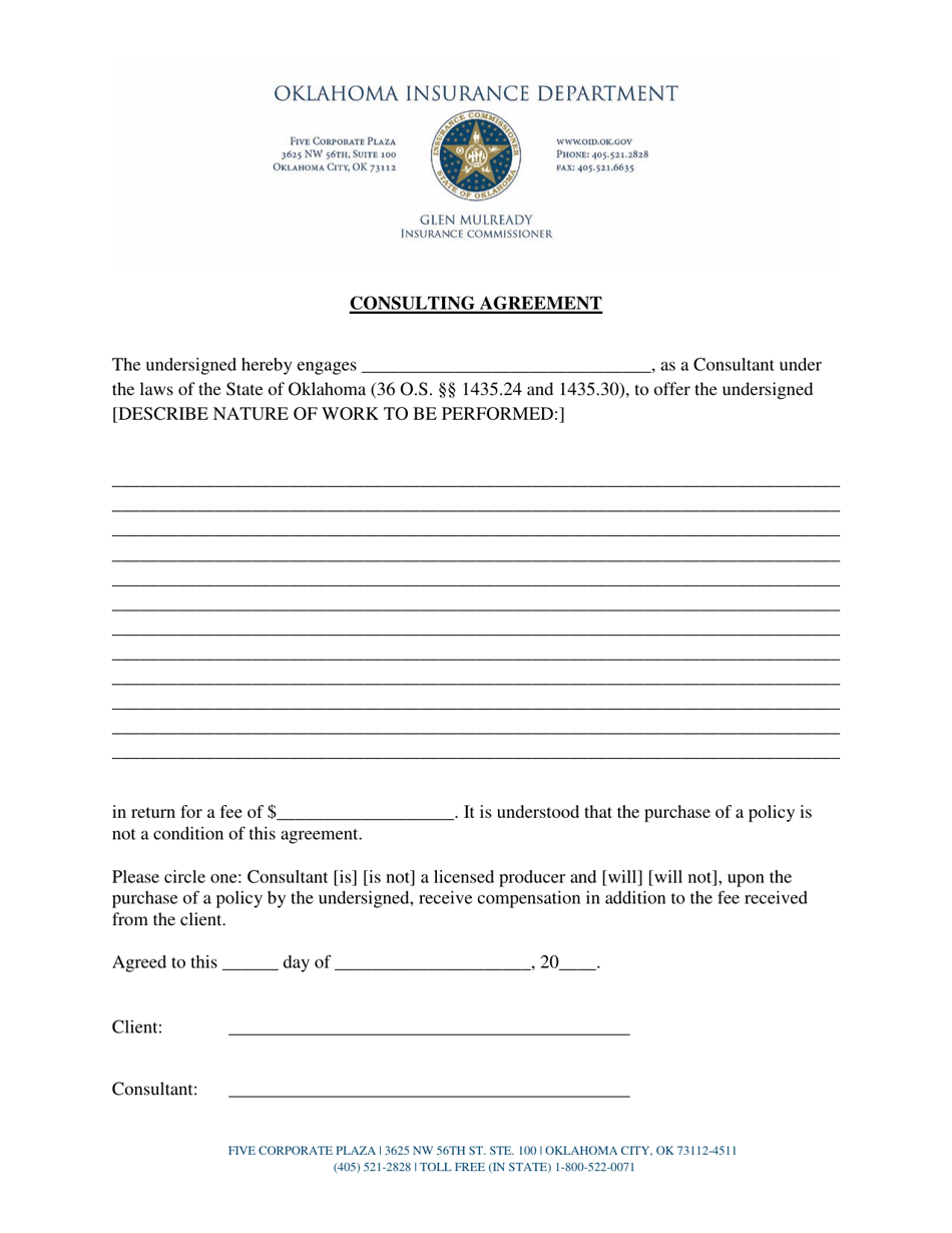 Consulting Agreement Form - Oklahoma, Page 1
