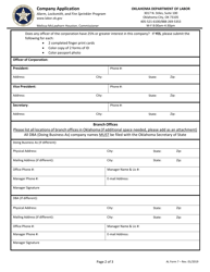 Form 7 Company Application - Oklahoma, Page 2