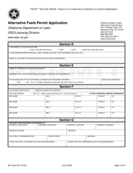 Form AF-1 Alternative Fuels Permit Application - Oklahoma, Page 2