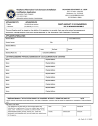 Document preview: Oklahoma Alternative Fuels Company Installation Certification Application Form - Oklahoma