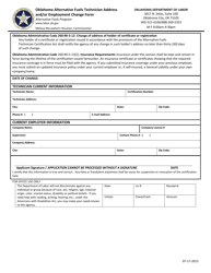 Document preview: Oklahoma Alternative Fuels Technician Address and/or Employment Change Form - Oklahoma