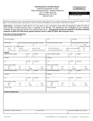Document preview: Elevating Device Accident Report Form - Oklahoma