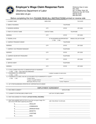 Document preview: Employer's Wage Claim Response Form - Oklahoma