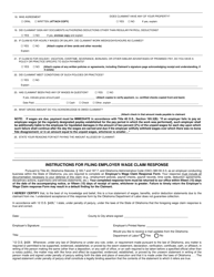 Employer&#039;s Wage Claim Response Form - Oklahoma, Page 2